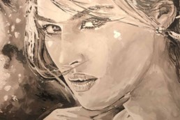 Monica Bellucci portrait painting by Peter Engels