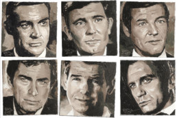 007 James Bond actors portrait painting by Peter Engels
