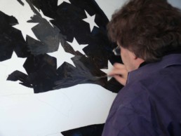 Peter Engels working on the Barack Obama portrait painting