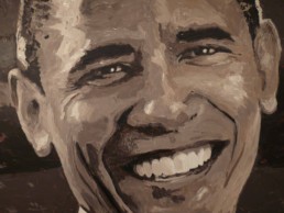 Detail of the Barack Obama portrait painting by Peter Engels
