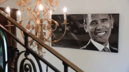 Barack Obama portrait painting by Peter Engels in Kasteel Tivoli (Tivoli Castle)