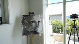 Charlize Theron portrait painting by Peter Engels