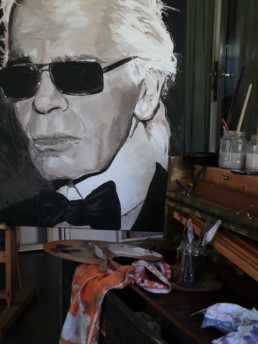 Karl Lagerfeld portrait painting by Peter Engels