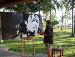 Michael Jackson painted by Peter Engels in Lombok