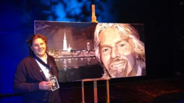 Richard Branson (Virgin) painted live by artist Peter Engels