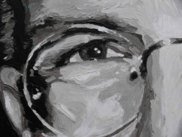 Detail from the Steve Jobs portrait painting by Peter Engels