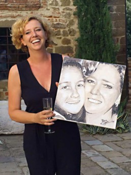 Ina Meertens and her daughter. Commission portrait painting by Peter Engels