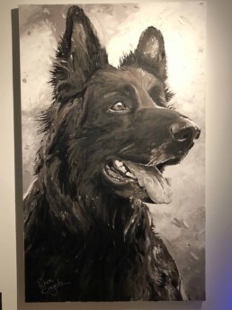 Portrait of Laika, loyal friend of Marc Lecleir-painting by Peter Engels