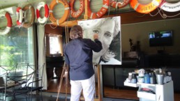 Peter Engels working on the Princess Astrid portrait painting in his atelier