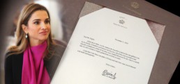 Jordan queen Rania Al Abdullah thanked peter Engels in a letter for her art sculpture