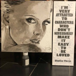 Charlize Theron portrait painting by Peter Engels