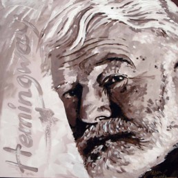 Ernest Hemingway portrait painting by Peter Engels