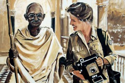 Gandhi portrait painting by Peter Engels