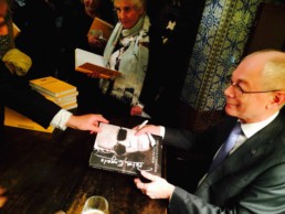 Herman Van Rompuy receives a signed copy of Peter Engels' book