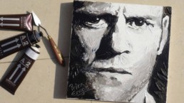 Jason Statham portrait painting by Peter Engels