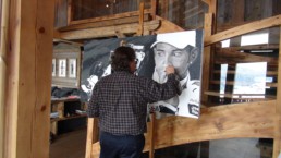 Peter Engels made the Lewis Hamilton portrait painting in Megève, French Alps