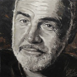 Peter Engels created this Sean Connery portrait painting during Art Basel Miami on a mega yacht