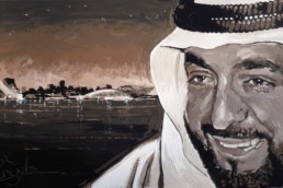 Sheikh Khalifa portrait painting by Peter Engels