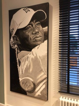 Tiger Woods portrait painting by Peter Engels