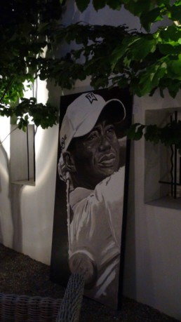Tiger Woods portrait painting by artist Peter Engels