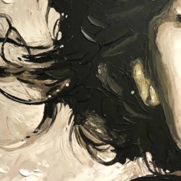 Detail van het Penelope Cruz portretschilderij van Peter Engels