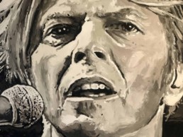 Detail of the David Bowie portrait painting by Peter Engels