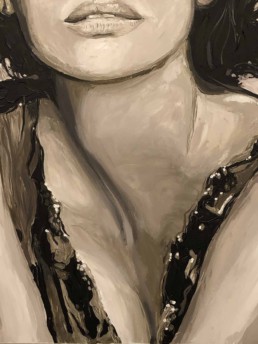 Detail van het Penelope Cruz portretschilderij - Peter Engels