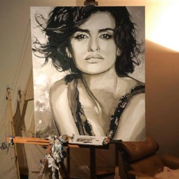 Penelope Cruz portretschilderij van Peter Engels
