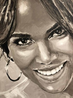 Detail of the Halle Berry portrait painting by Peter Engels