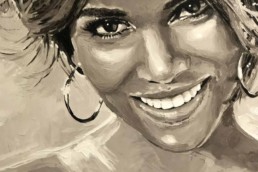 Halle Berry portrait painting by Peter Engels