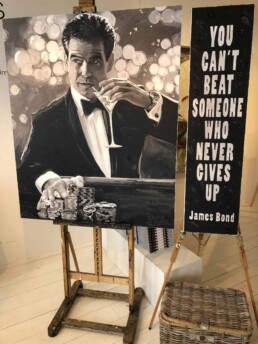 James Bond actor Pierce Brosnan portrait painting by Peter Engels