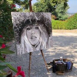 Brigitte Bardot chapeau de paille cheveux long-painting by Peter Engels