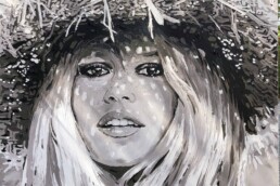 Brigitte Bardot chapeau de paille cheveux long-painting by Peter Engels