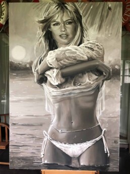 Brigitte Bardot undressing portrait painting by Peter Engels