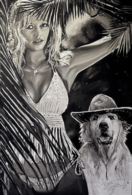 Brigitte Bardot and her dog-Art by Peter Engels
