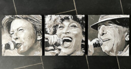David Bowie-Tina Turner-Leonard Cohen-art by Peter Engels