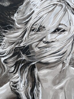 Brigitte Bardot playing guitar in windy Mauritius-Art by Peter Engels