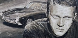 Steve McQueen-Ferrari Lusso-Art by Peter Engels