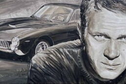 Steve McQueen-Ferrari Lusso-Art by Peter Engels