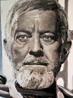 Detail of the Alec Guinness portrait painting-Art by Peter Engels